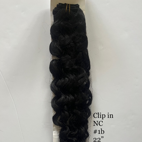 22" Clip-In Hair Extensions 120g Deep Curly Natural Black 1B - Picture 3 of 3